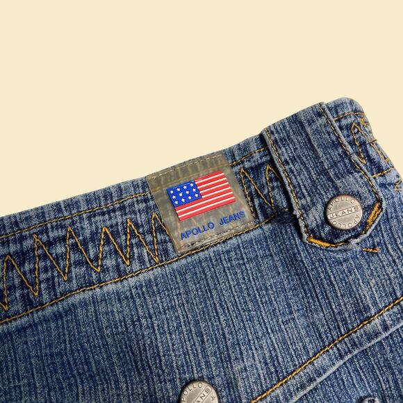 2000s Apollo Jeans 3XL skirt, vintage mini to midi denim stretch skirt - Picture 6 of 8